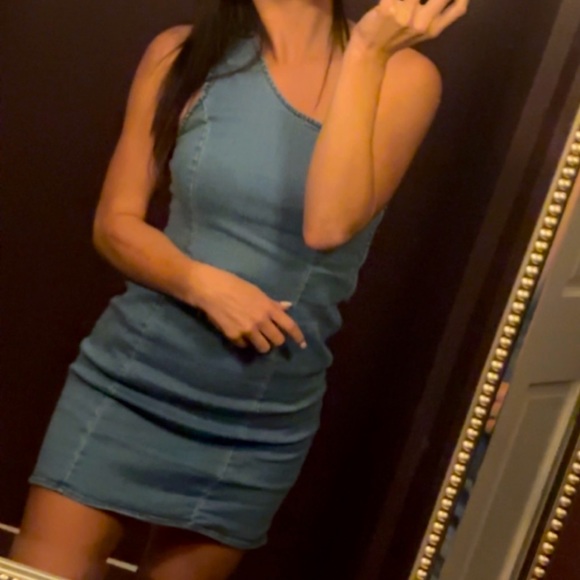 One shoulder denim dress - Picture 1 of 1
